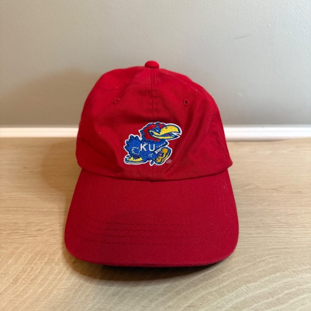 Signatures Kansas Jayhawks Red Adjustable Strapback Dad Hat Baseball Cap NCAA